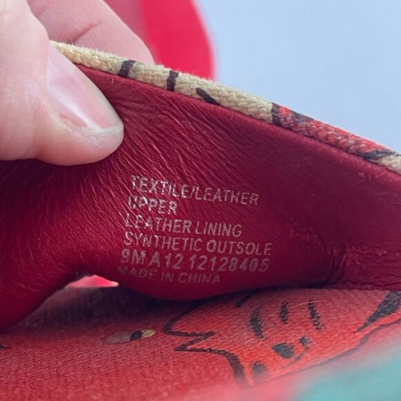 Tory Burch Sherri 9 M Leather Espadrille Wedge Platform Heel Peep Toe Red Floral - Picture 7 of 8